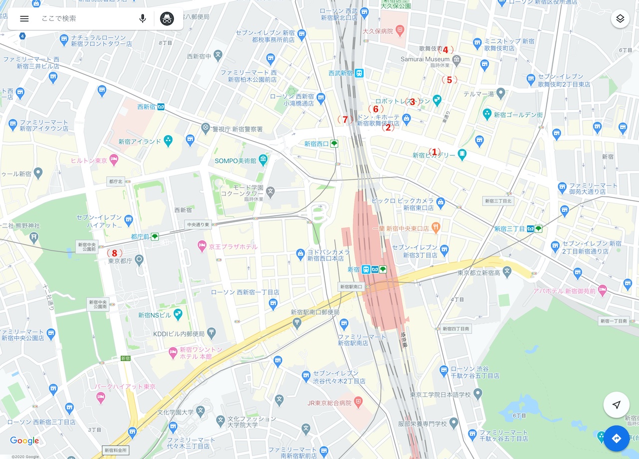 天気の子聖地巡礼マップ（新宿）の画像